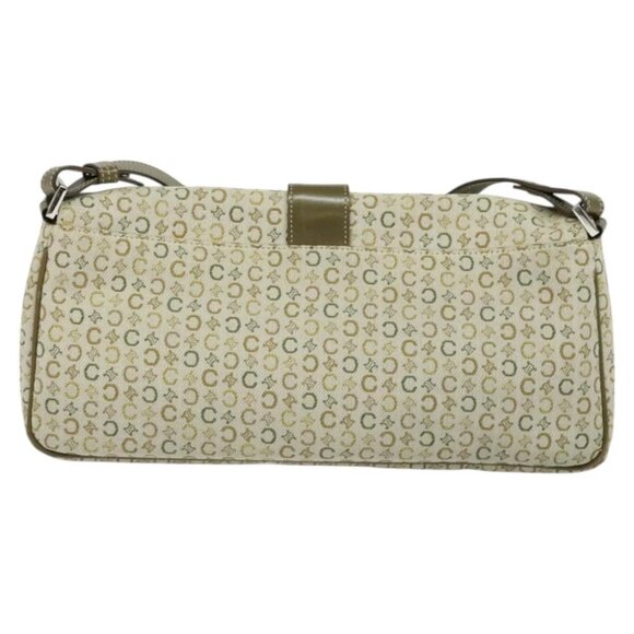 CELINE C Macadam Canvas Shoulder Bag Beige Brown Silver Auth gh040 - Picture 3 of 14